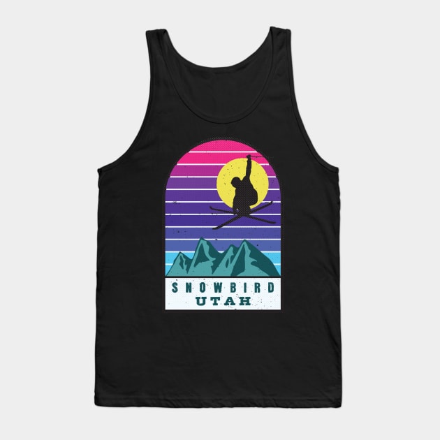 Ski Snowbird Utah Retro Sunset Tank Top by JordanHolmes